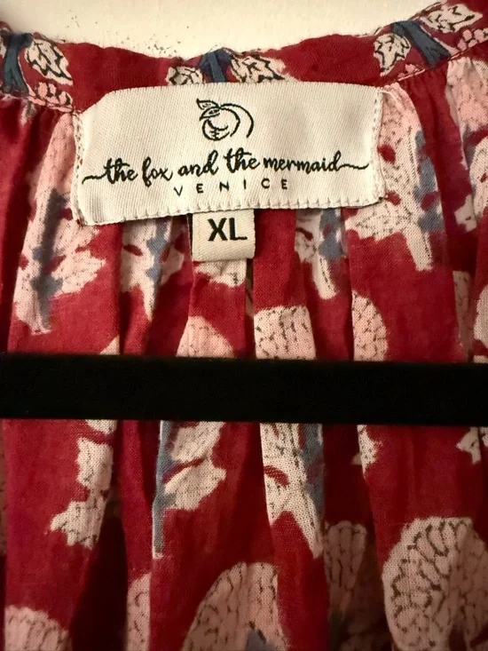 The Fox and the Mermaid Venice- Red Block Printed Tiered Maxi Dress by - Picture 3 of 3